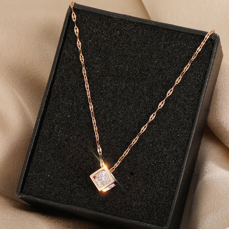 Trendy Square Zircon Necklace