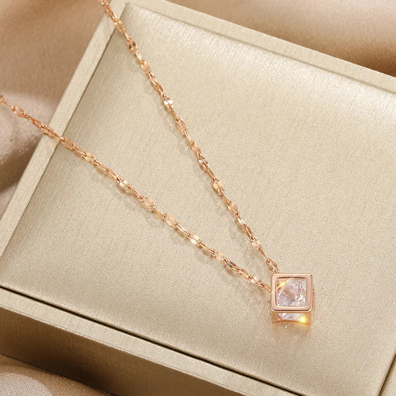 Trendy Square Zircon Necklace