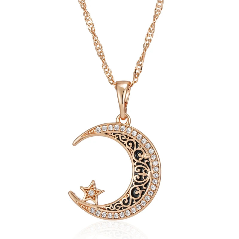 Stars Moon Pendant Necklace