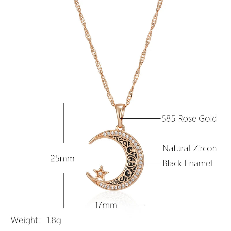 Stars Moon Pendant Necklace