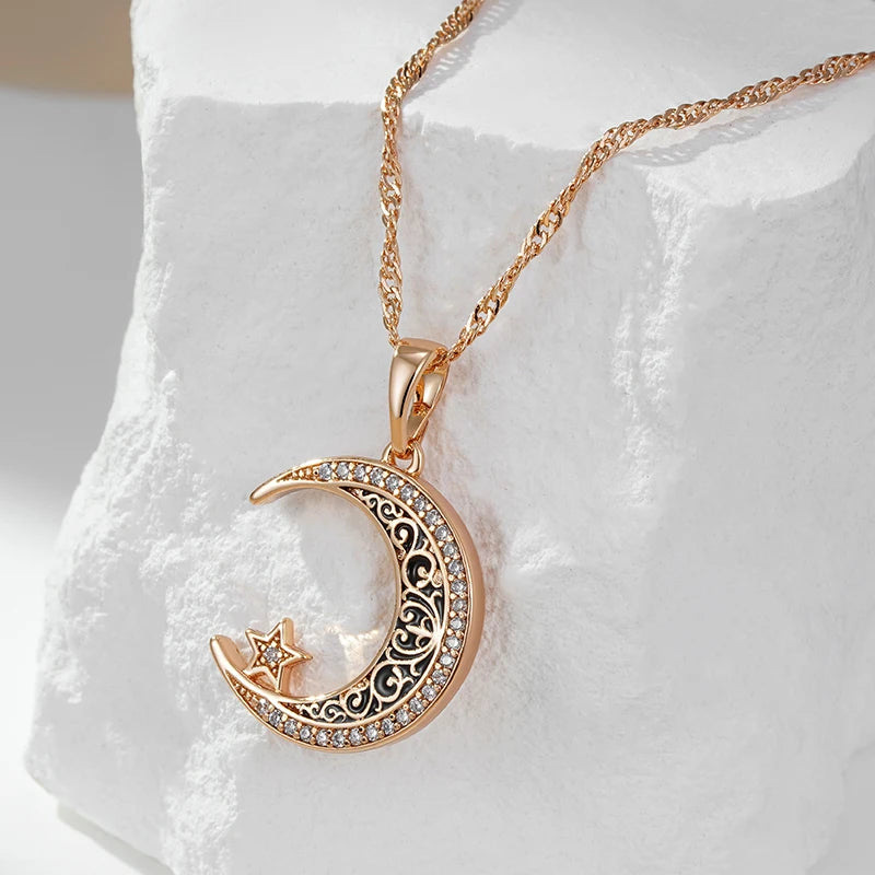 Stars Moon Pendant Necklace