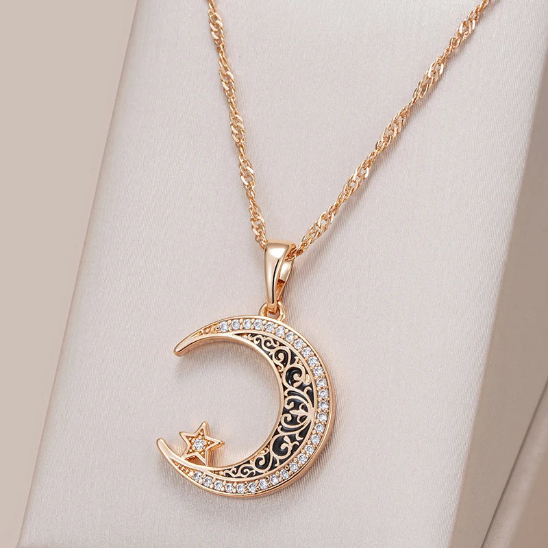 Stars Moon Pendant Necklace