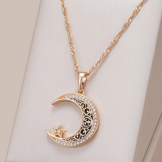 Stars Moon Pendant Necklace