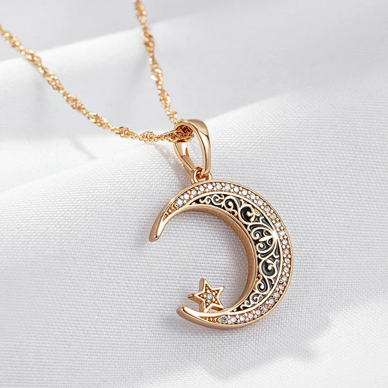 Stars Moon Pendant Necklace