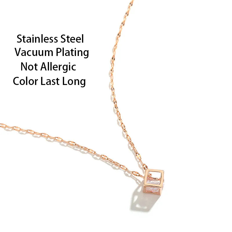 Trendy Square Zircon Necklace